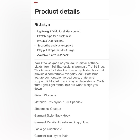 Maidenform Self Expressions Woman’s T-shirt 2 Bras - Picture 5 of 9